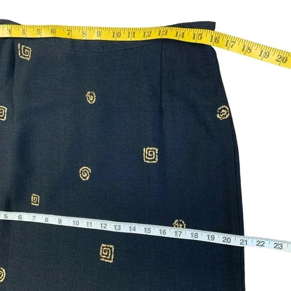 Alfred Dunner Vintage Pull On Maxi Pencil Skirt Size 16 Black Gold Safari Print - Picture 13 of 15